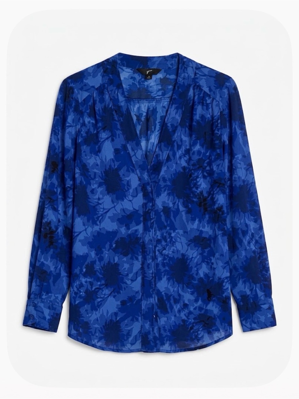 GRW Floral Long Sleeve Blouse, Women’s Size M, Blue Navy